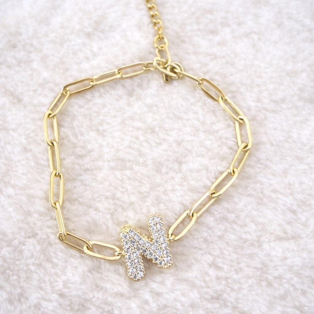 Gold Tone Initial Bracelet